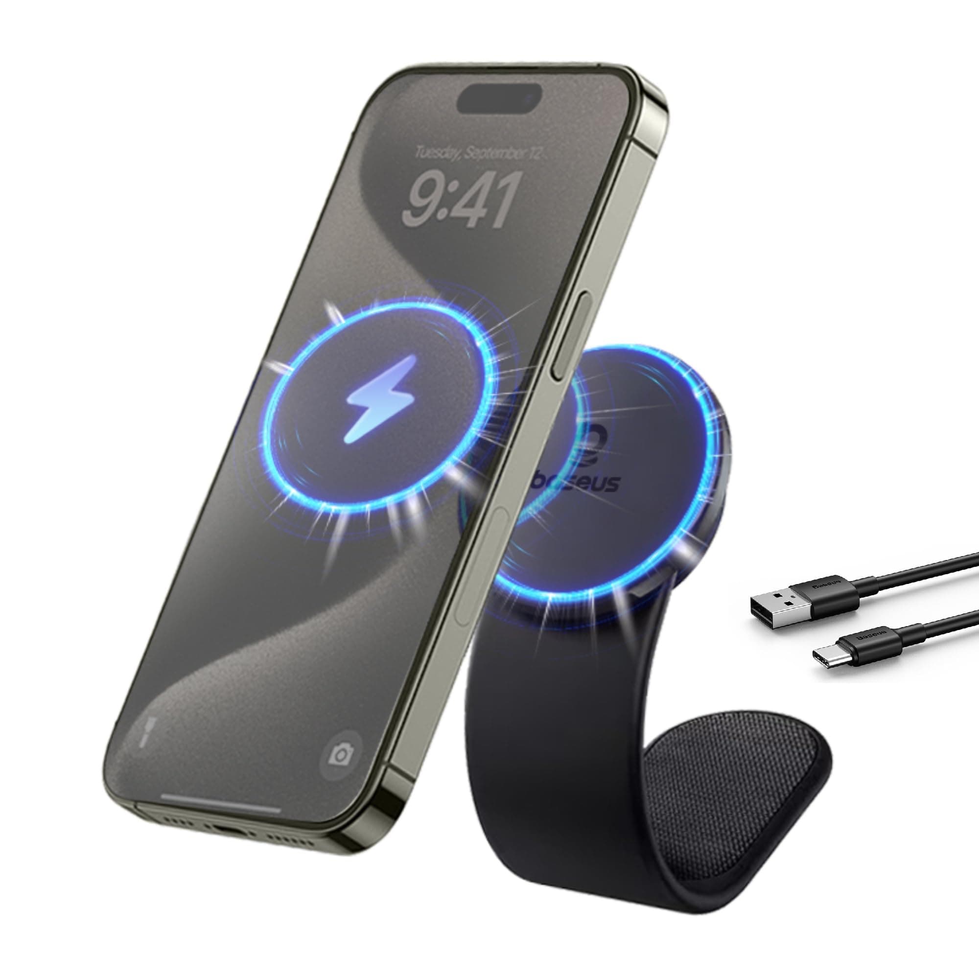 Baseus C02 Pro Magnetic Car Phone Holder, 15W Wireless Car Charger for Dashboard, 360° Adjustable Magsafe Car Mount Compatible with iPhone 15 Series