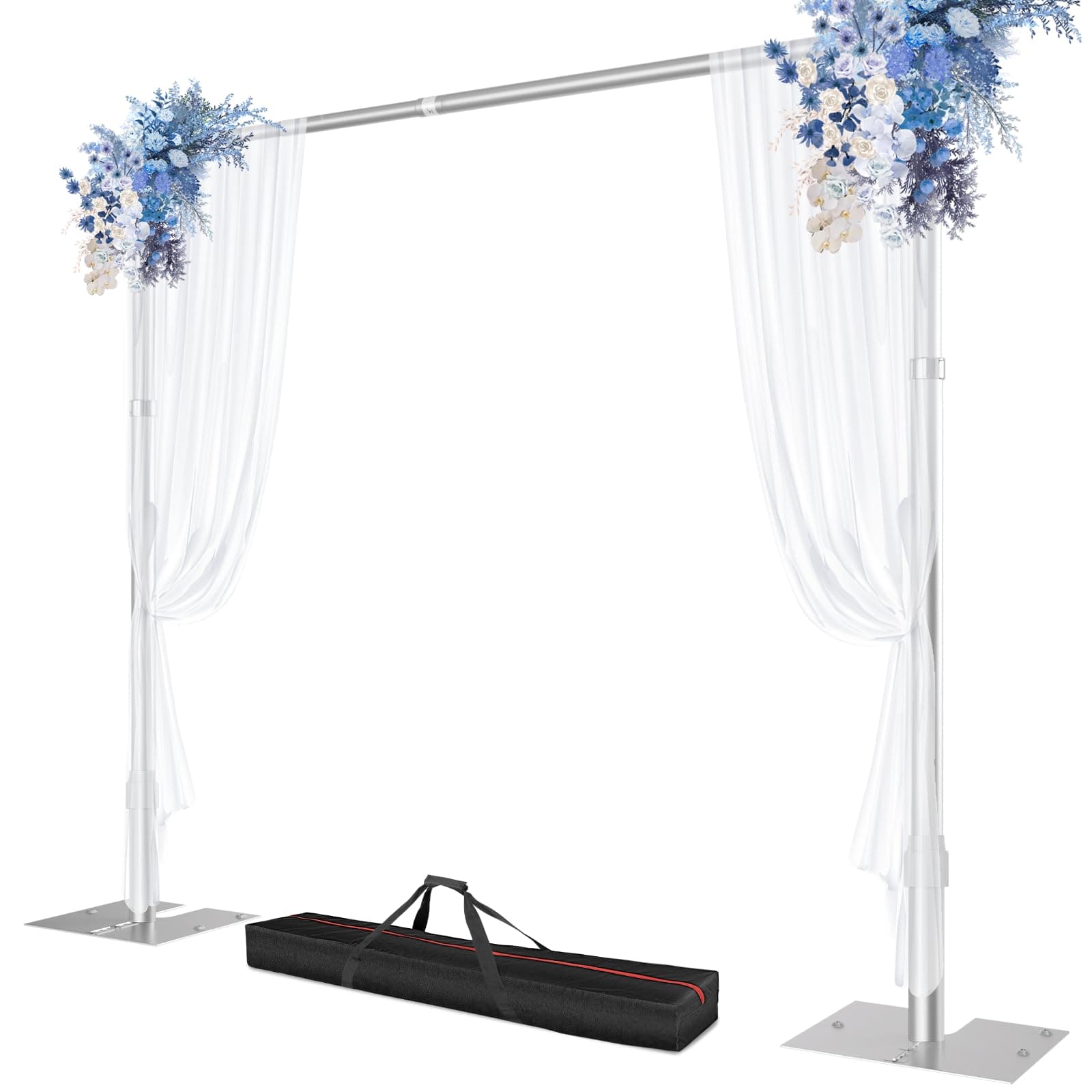 Pipe and Drape Backdrop Stand, 10x10ft Heavy Duty Adjustable Backdrop Frame with Metal Base, Background Holder for Parties Photography Wedding Photoshoot Decoration