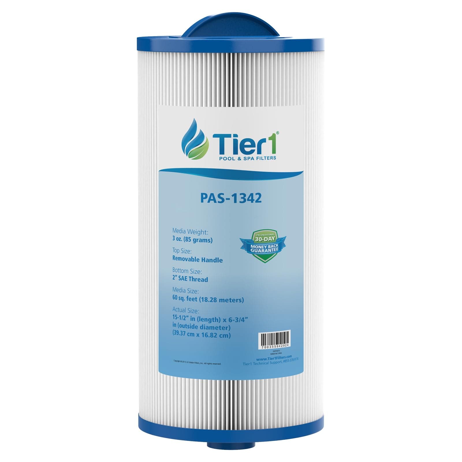Tier1 Spa Filter Cartridge Replacement for Jacuzzi J300 & J400 | Compatible with 6541-383, PJW60TL-OT-F2S, 6CH-961 | Trilobal Dirt-Lock Fabric | Washable & Reusable | High Flow Hot Tub Filter