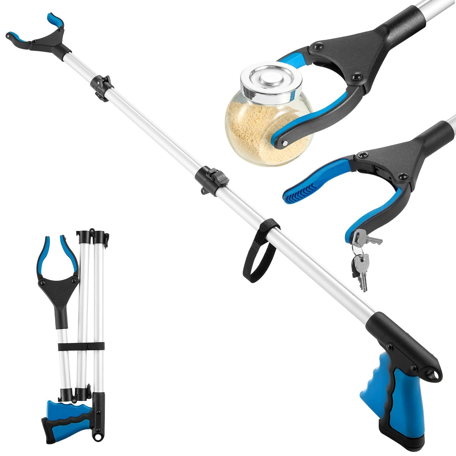 43 Inch Grabber Reacher Tool, Grabbers for Seniors Heavy Duty, Trash Picker Upper Grabber, Collapsible and Easy to Store, Wide Jaw, Grips Items Easily and Securely