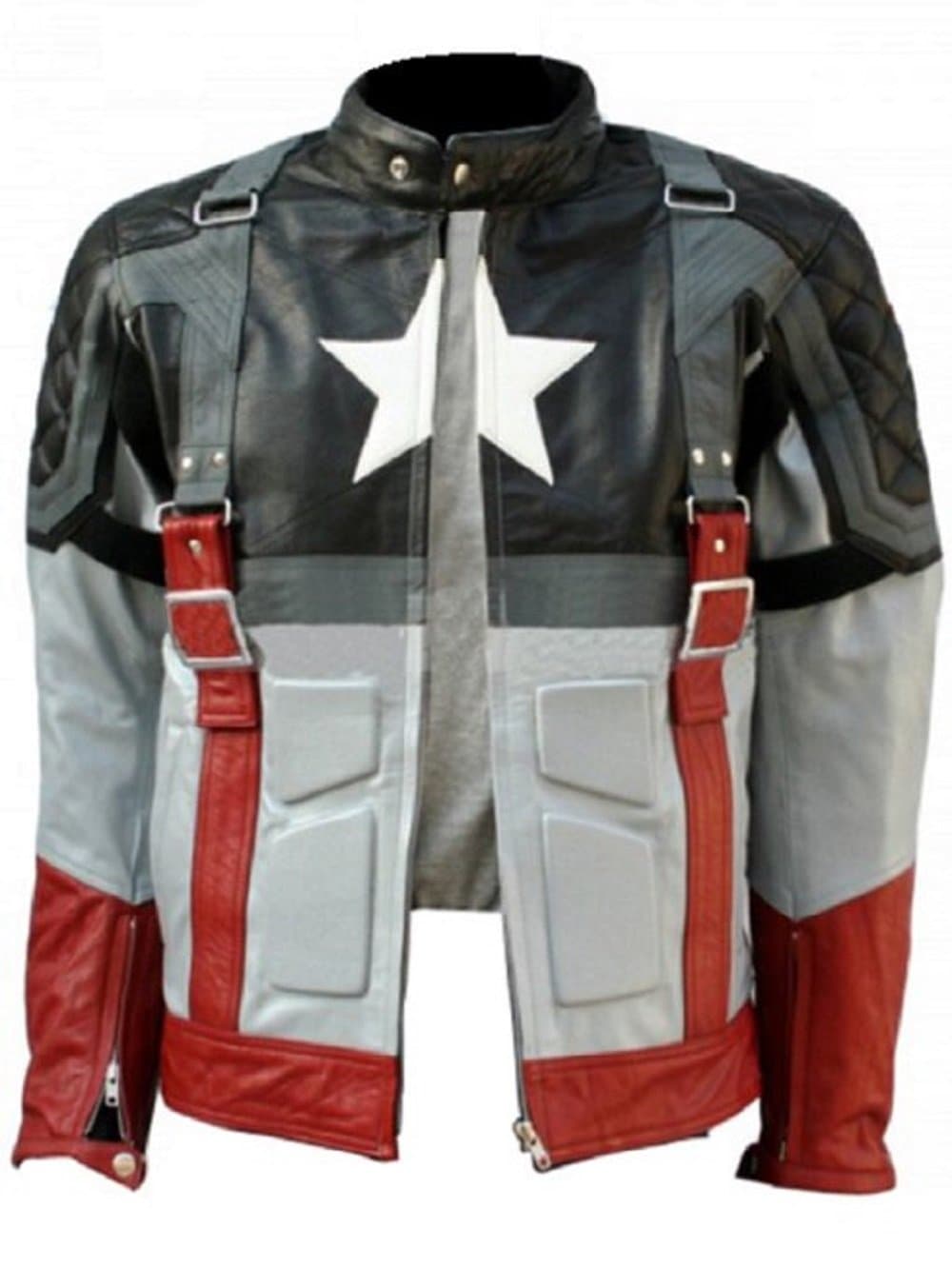 TRENDY OUTFITTERS Men's Chris Evan's Captain America World War 1 WW1 Rider/Biker Leather Jacket (2-XL, Black)