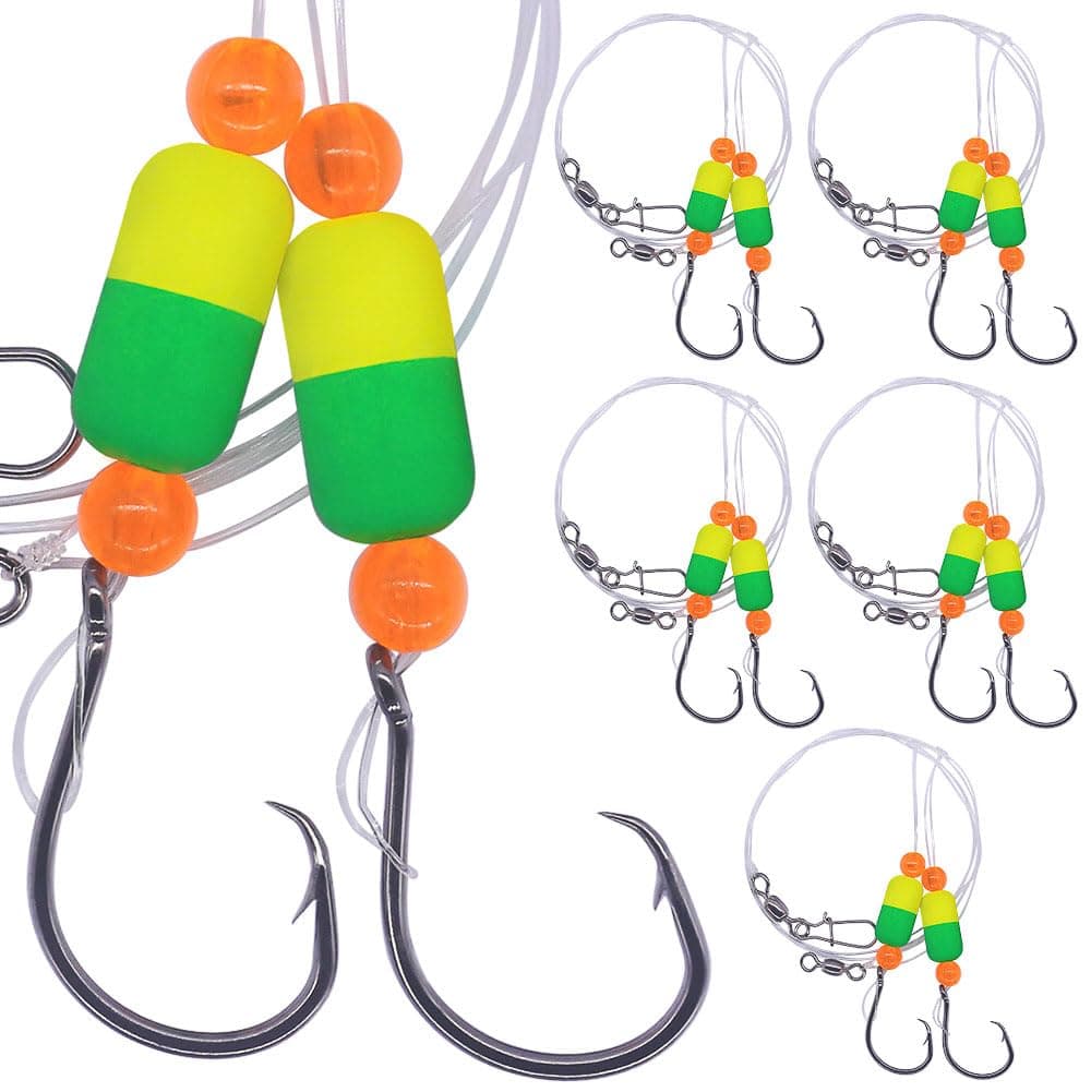 Pompano-Rigs-for-Surf-Fishing-Saltwater-Gear with Double Circle & Kahle Hooks- 6-Pack Surf Fishing Tackle
