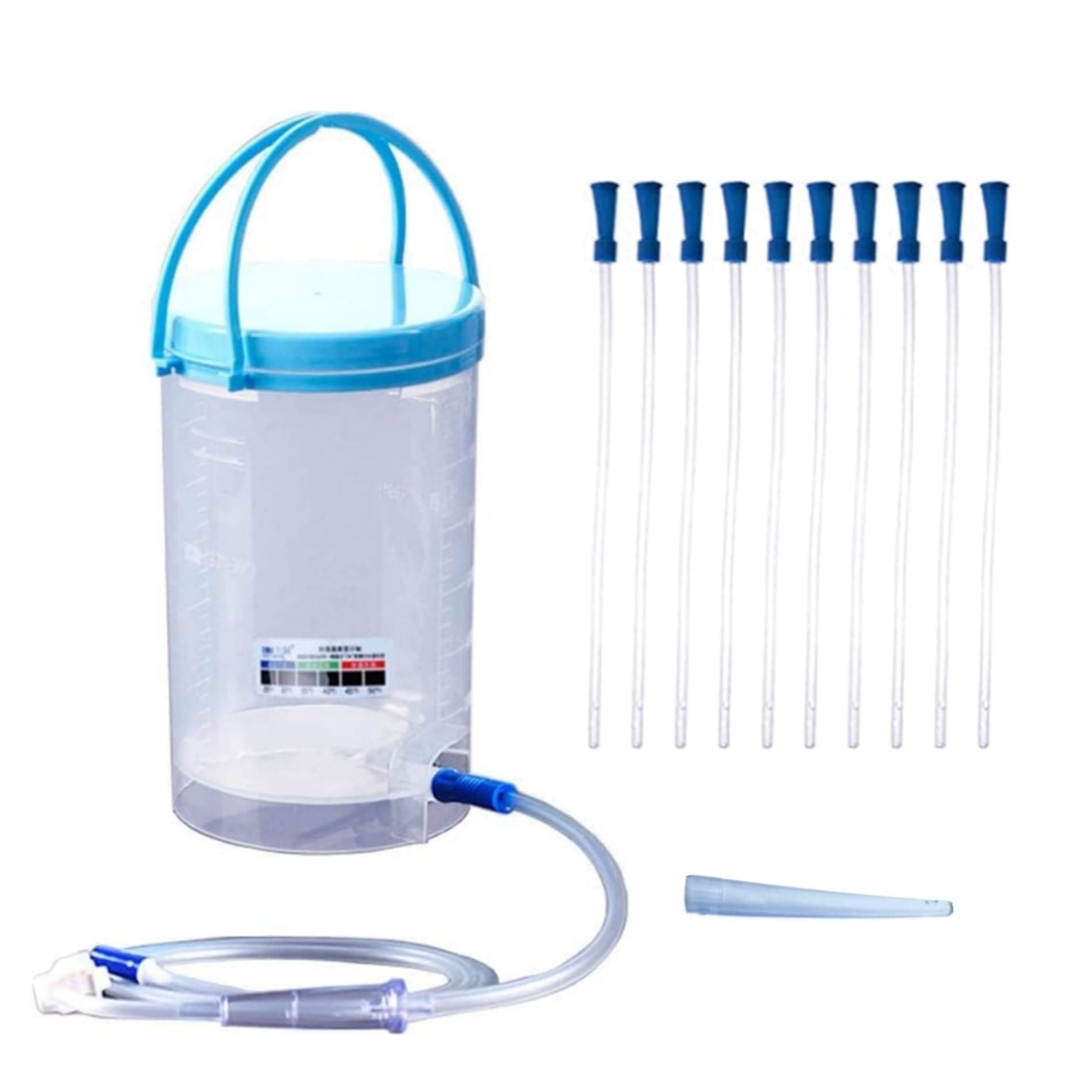 Reusable Enema Kit for Detox, Unisex Coffee Bucket - 1200ML Capacity, 10 Replacement Nozzles, Suitable for Coffee & Water Therapy - Cleanse and Purify Your Body Transparent