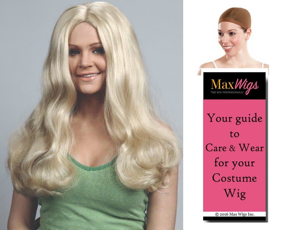 Cheryl Ladd color DARK BLONDE - Enigma Wigs Charlie Angel 70s Long Wavy Kris Munroe Tiegs Bundle with Cap, MaxWigs Costume Wig Care Guide