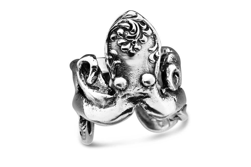 Silver Spoon JewelryWomens Octopus Spoon Ring Vintage Antique Style Adjustable Ring, Sterling Silver
