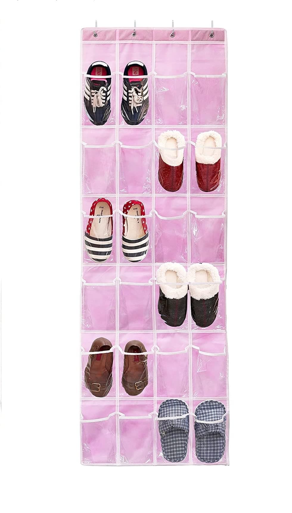 Over The Door Shoe Organizer. (Pink, Polyester)