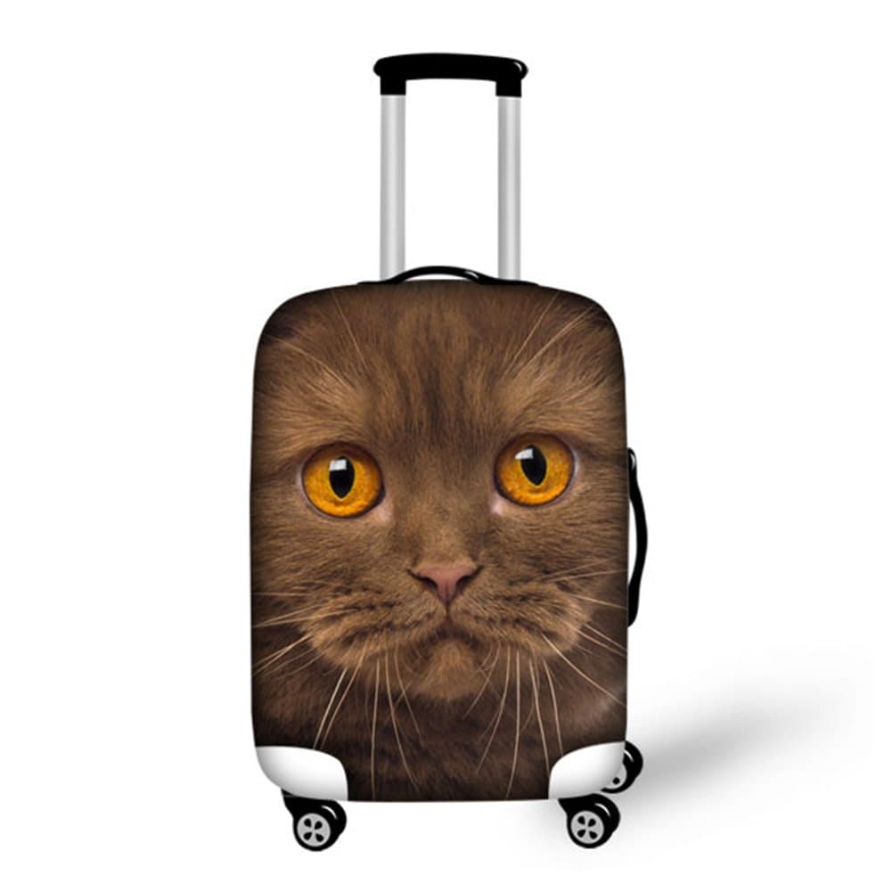 HUGS IDEA Vivid Cat Face Pattern Elastic Thicken Suitcase Protector Luggage Cover for 18/20/22 Inch