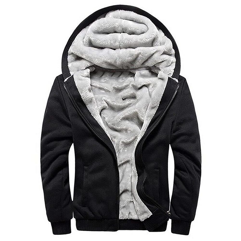 Men's Hoodies Full Zip Fleece Jacket Coat Winter Warm Oversized Zip Up Hooded Top with Pockets