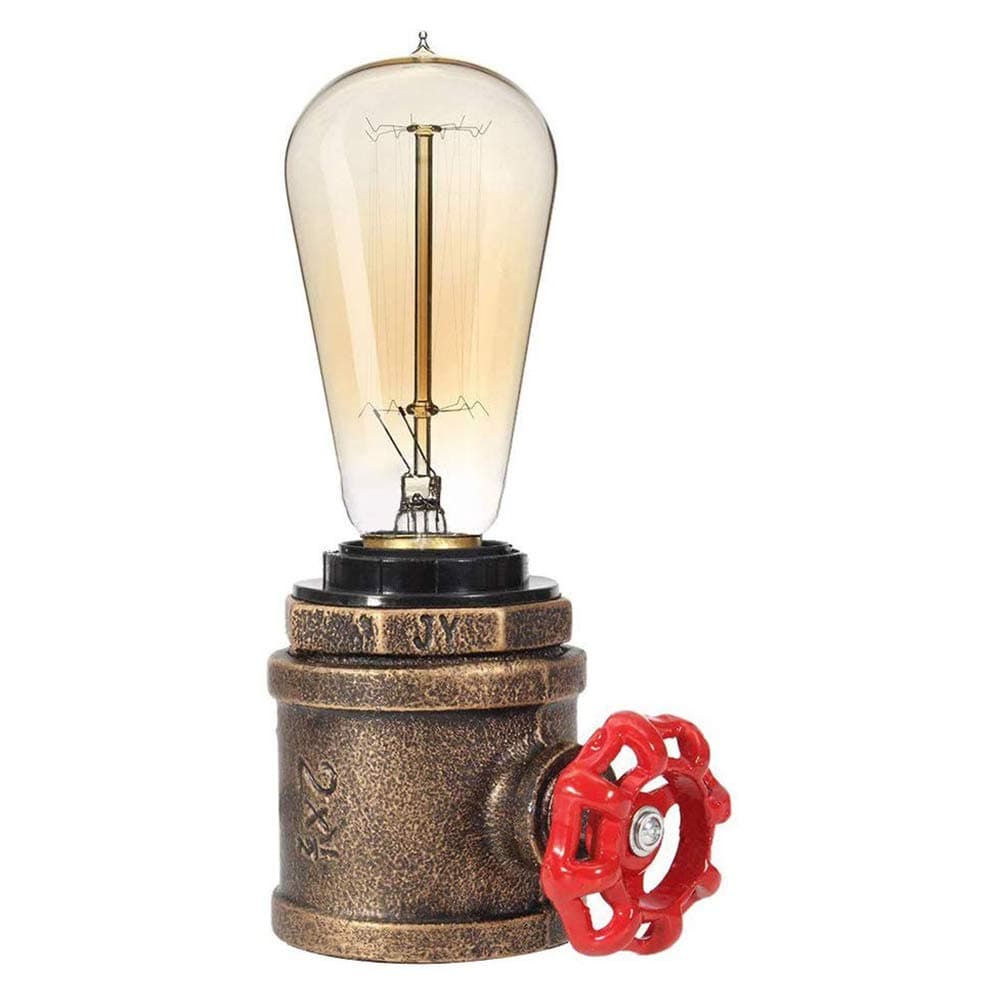 Vintage Table Lamp Industrial Wrought Iron Desk Lamp Steampunk Antique Accent Lamp with E26 Edison Base Retro Lamp Holder Table Light Fixture Loft Decoration for Living Room Bedside Bedroom