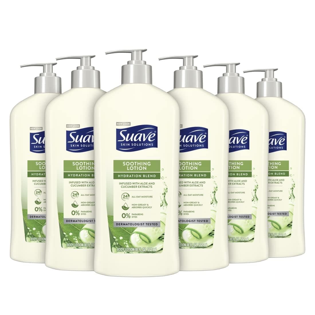 Suave Skin Solutions Body Lotion Soothing With Cucumber 18oz 6 Pack