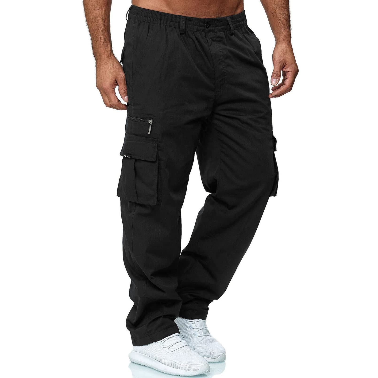 GTHTTT Men's Casual Cargo Pants Multi-Pockets Athletic Straight-Fit Lightweight Jogger Hiking Pant Work Trousers Sweatpants