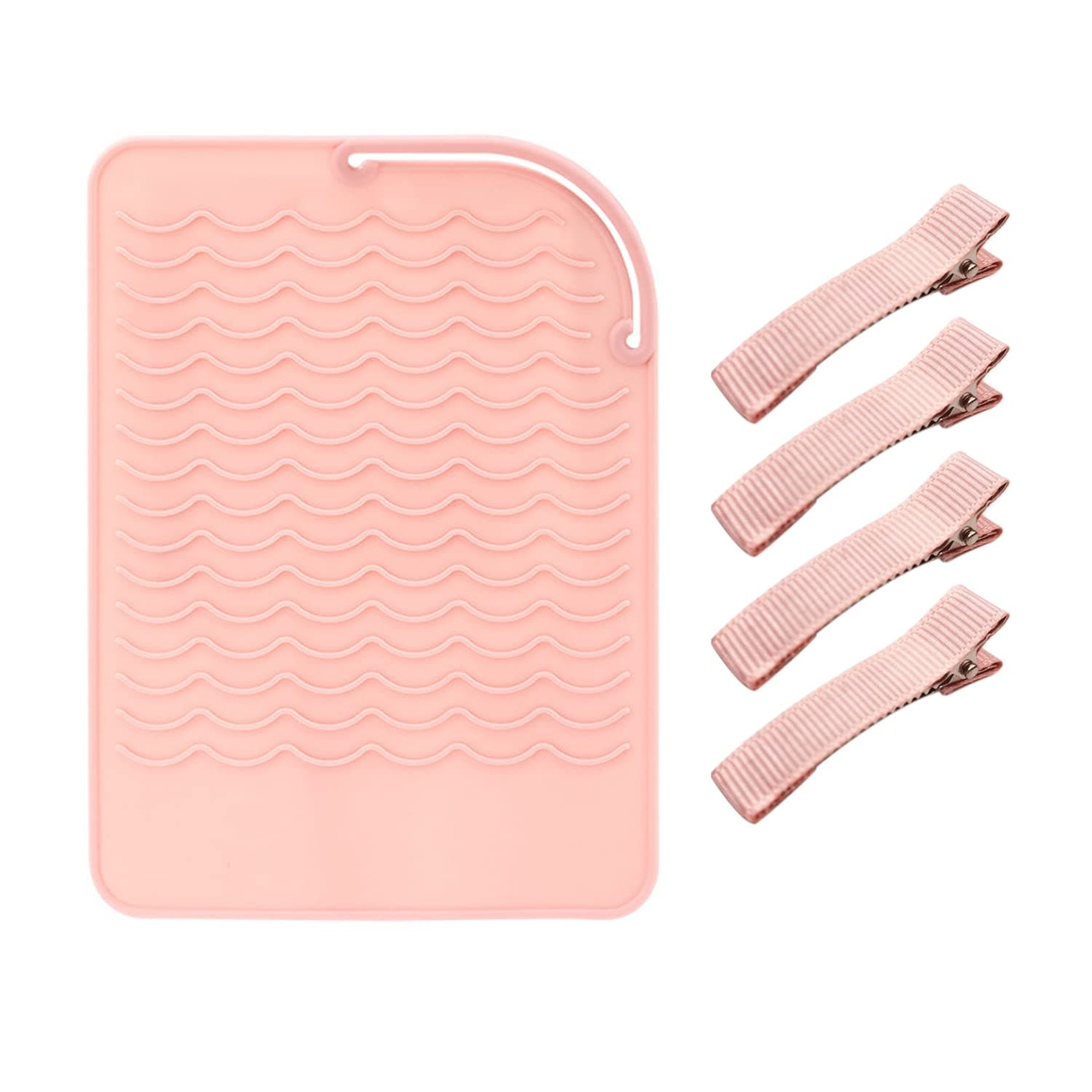 Hair Straightener Silicone Heat Insulation Pad, Curling Iron Heat-Resistant Pad, Perm Styling Tool Anti-Scald Protection Pad, Iron Anti-Scald Pad, with 4 5cm Hairpins