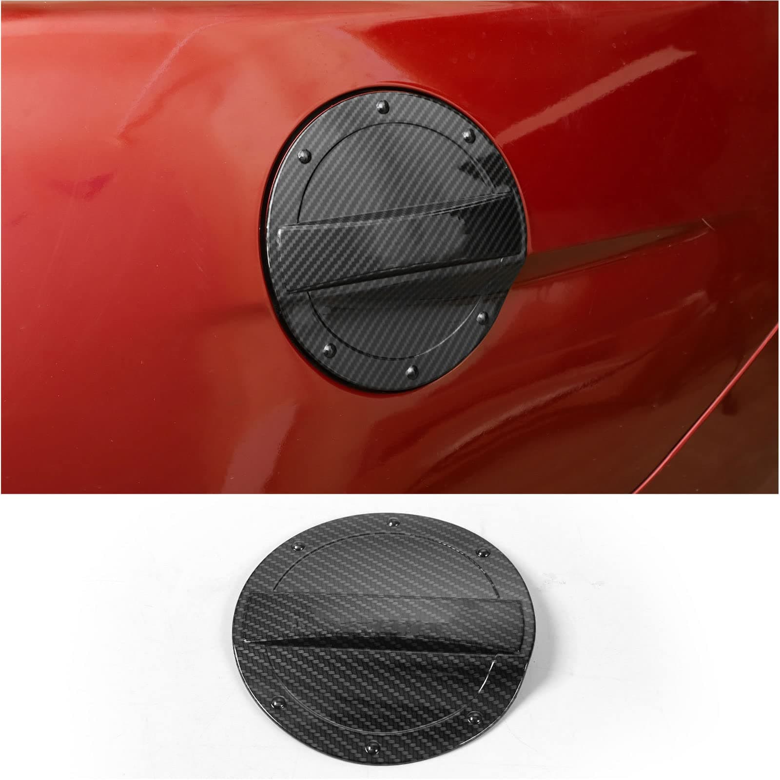 RT-TCZ Carbon Fiber Fuel Filler Door Gas Tank Cap Cover Exterior Decoration Accessories for 2015-2023 Ford Mustang