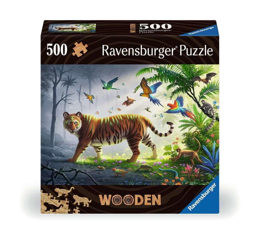 Jungle Tiger 500-Piece Vibrant Wooden Jigsaw Puzzle | Stress-Reducing Fun | Eco-Friendly Materials | Whimsical Pieces
