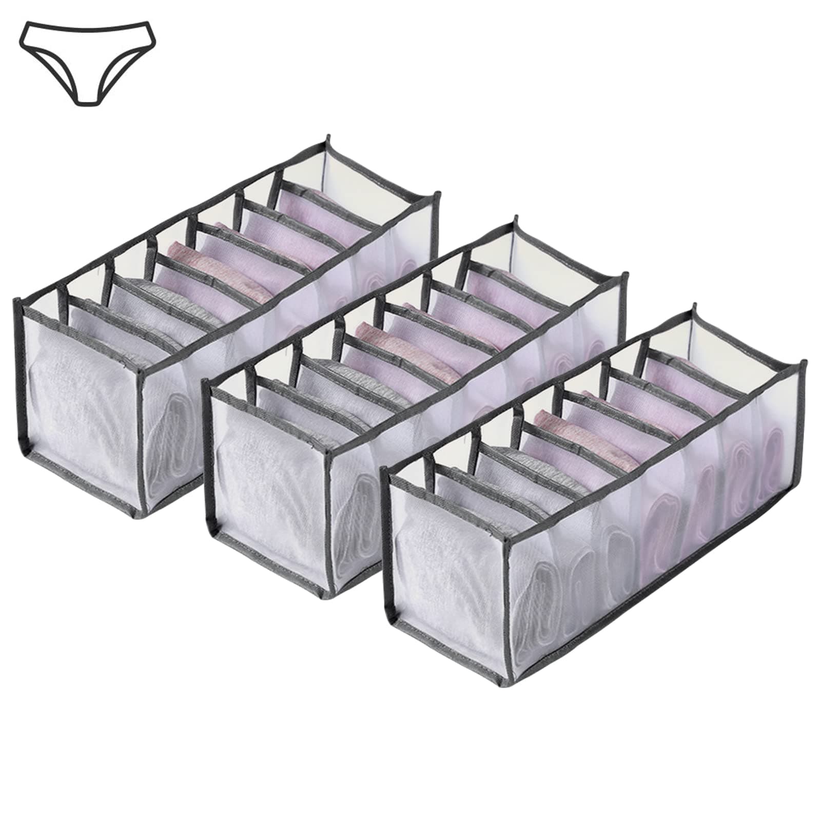 3PCS Wardrobe Clothes Organizer for Drawers, Washable Clothes Organizer for Folded Clothes, Drawer Wardrobe Closet Dresser Organizers for Clothing Storage and Organization, Drawer Dividers for Clothes for Legging Briefs