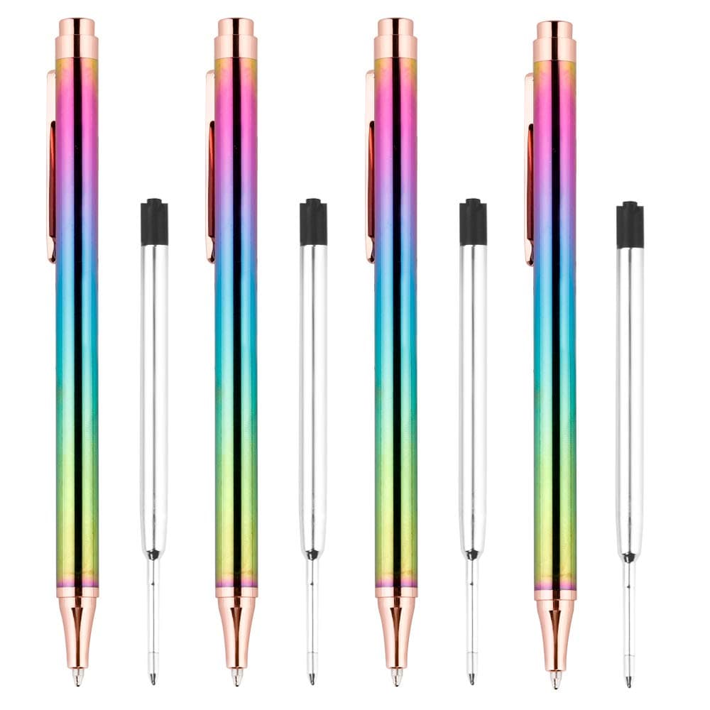 Ubabe Ballpoint Pens, Luxury Rainbow Click Metal Pen Black Ink Pens 0.7 mm for Desk Office Accessories