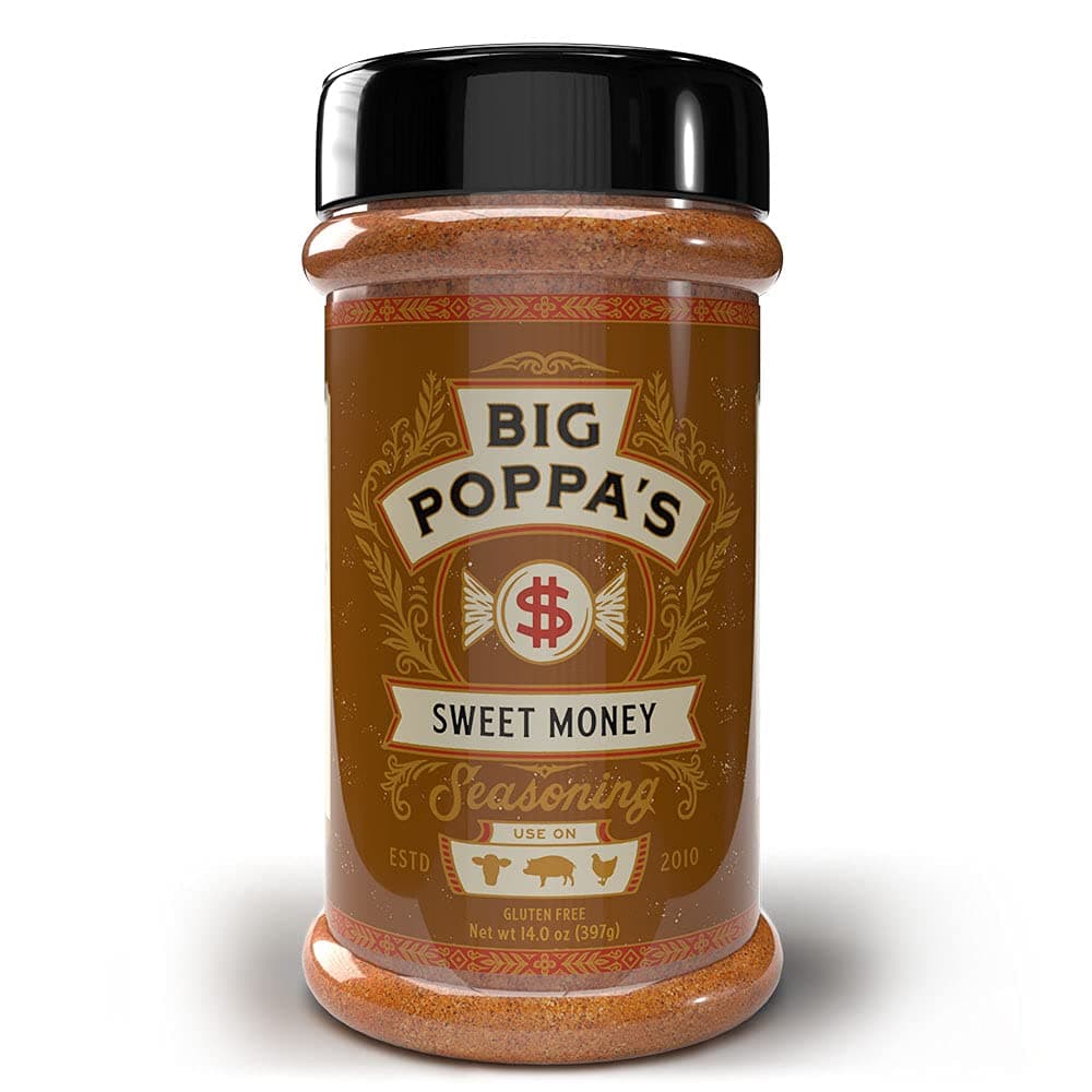 Big Poppa’s Sweet Money BBQ Rub – Prize-Winning Sweet & Savory Pork Seasoning with Granulated Honey – Gluten-Free Dry Rub for Ribs, Pork & More – Handy Shaker for BBQ, Smoking & Grilling (14 Oz)
