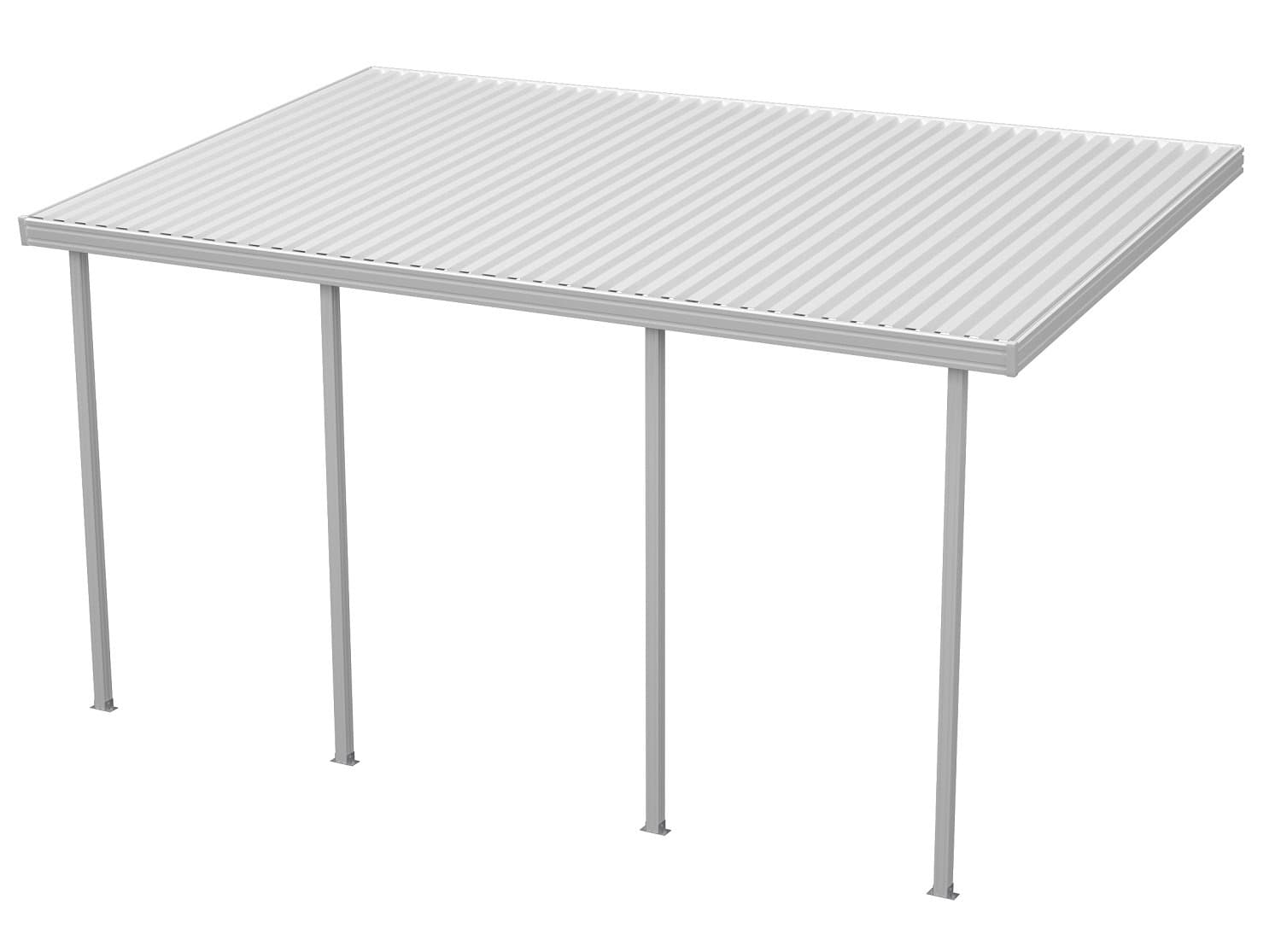 TWV Series 20X12ft High-Grade Aluminum Attached Patio Cover Awning, 4 Posts, 20 Lb. Snow Load, White