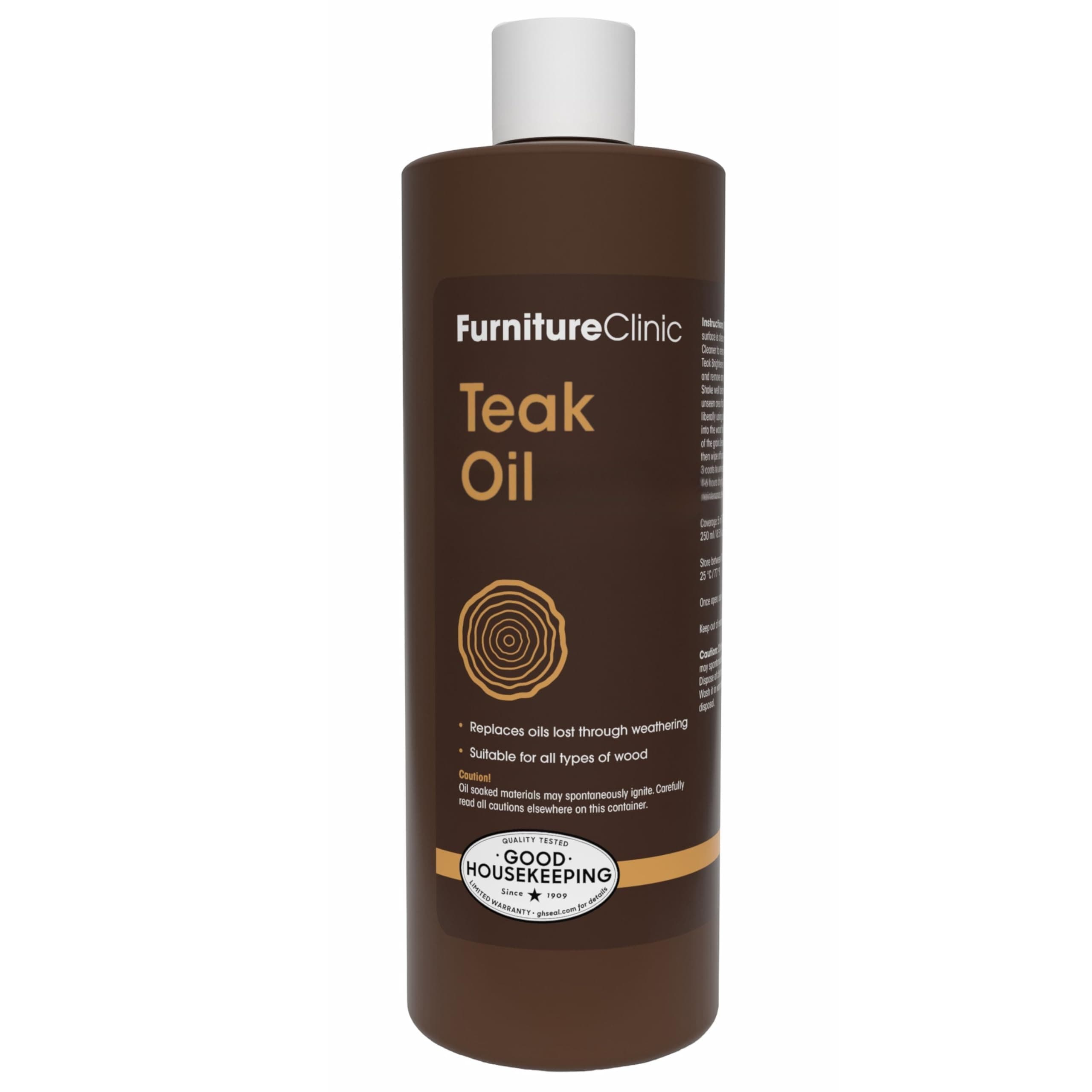 Teak Oil | Wood Oil Protects & Cleans Outdoor & Indoor Furniture, Boats, Shower Benches | Restore & Protect Wood, Prevent Drying & Other Damage | Natural Matte Finish | 17oz/500ml