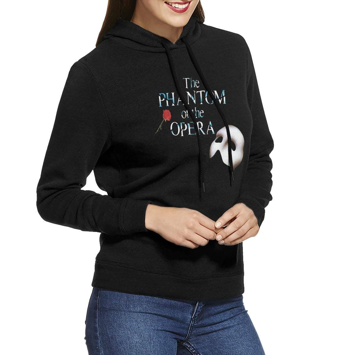 Minxiang Phantom of The Opera Rose Women's Casual Style Hoodie Black