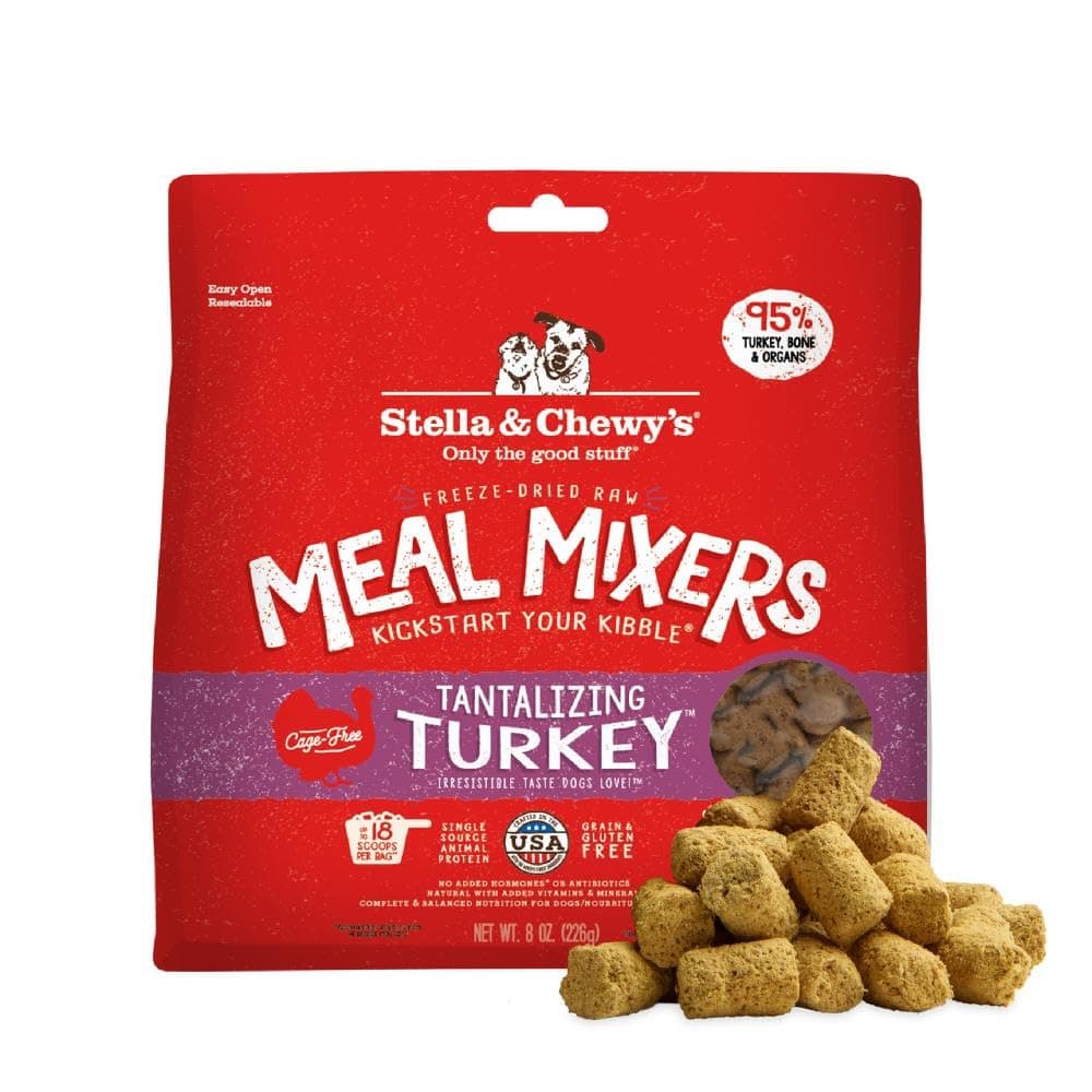 Freeze Dried Raw Tantalizing Turkey Meal Mixer – Dog Food Topper for Small Large Breeds – Grain Free, Protein Rich Recipe – 8 oz Bag