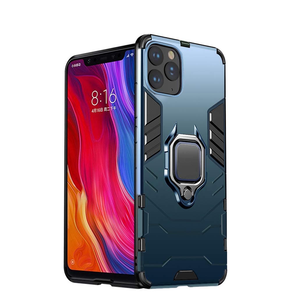 NAISU iPhone 11 Pro Case, Heavy Duty Shockproof Phone Cover with Magnetic Car Mount Metal Ring Kickstand for Apple iPhone 11 Pro (5.8inch) - Blue