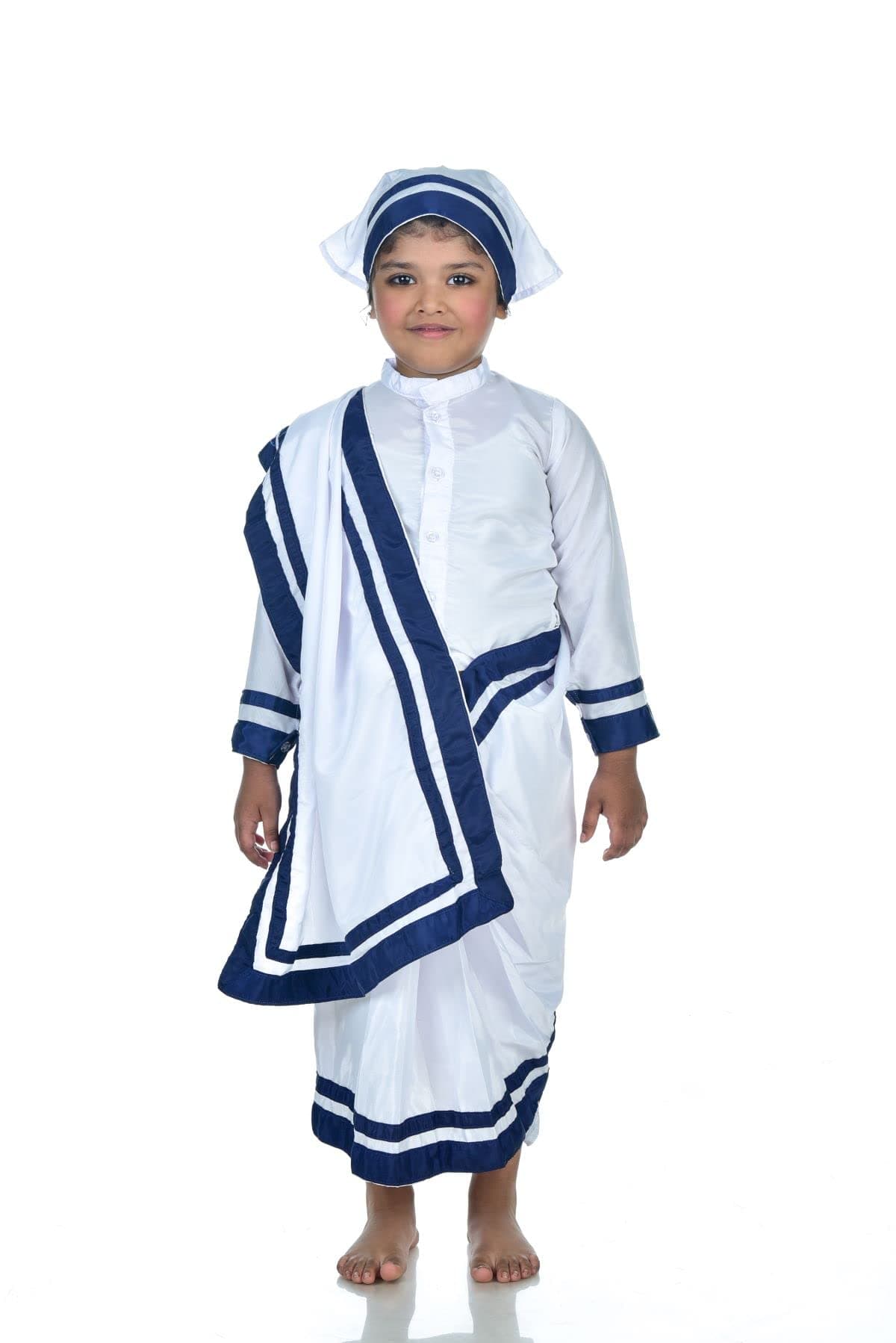 BookMyCostume Mother Teresa Dress with Scarf Kids Fancy Dress Costume 2-3 years