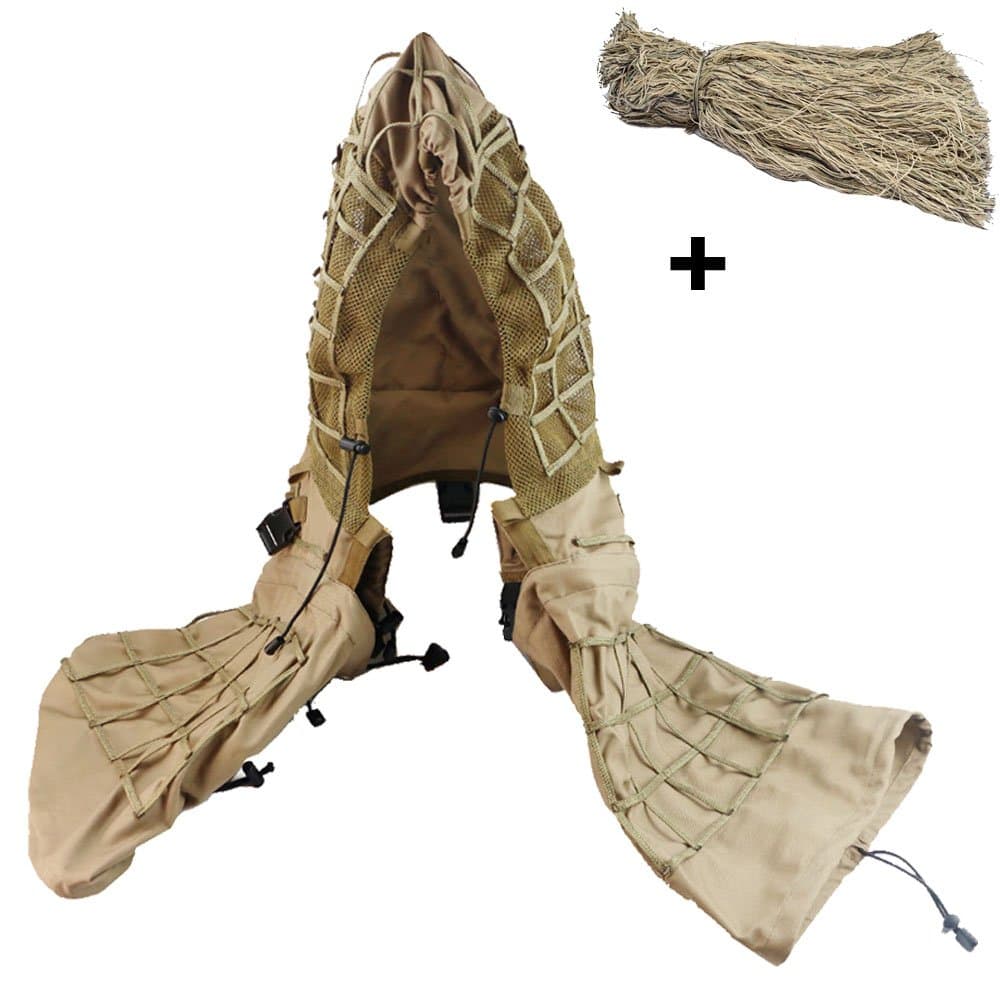 ROCOTACTICAL Sniper Ghillie Suit Base Viper Hood + 1 Bag Ghillie Thread to Build Your Own Ghillie Suit