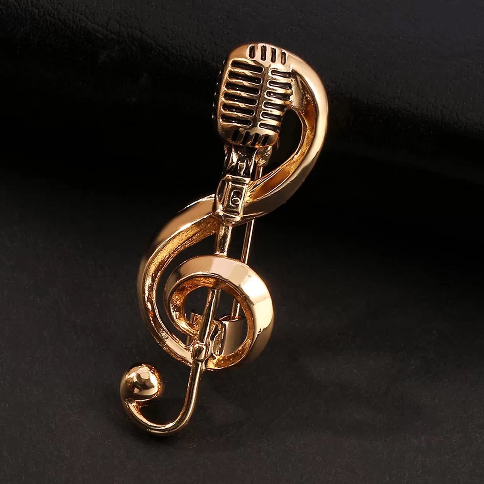 MZHSMZHR Microphone Music Note Brooch Pins broches jewelry for women cute pins Fashion Jewelry Brooch Simple Accessories Gifts for Party New Year' s Gifts