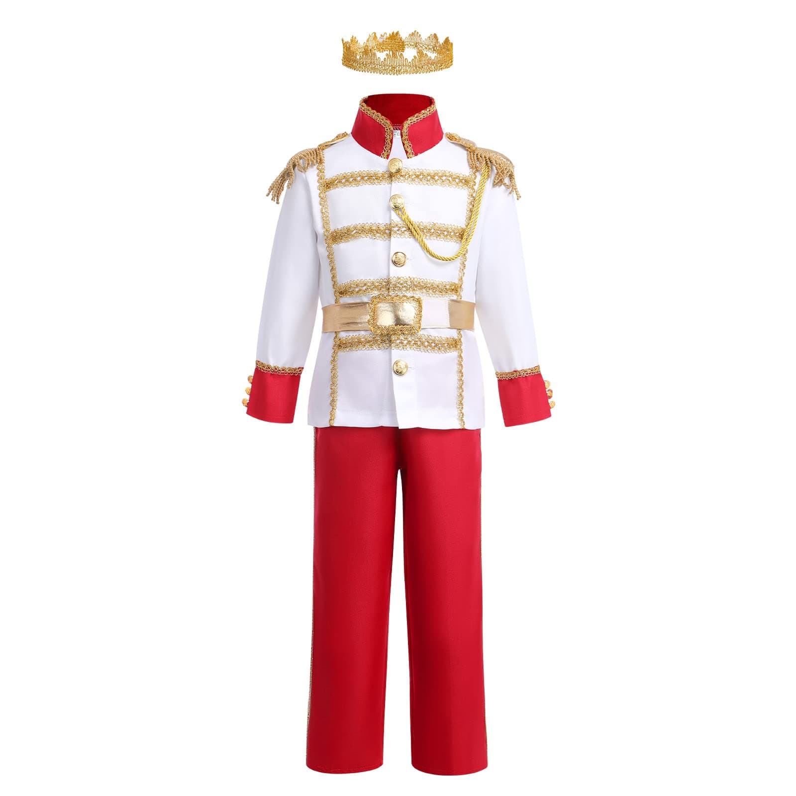 Boys Prince Charming Costume - Kids Medieval Royal King Outfit for Halloween Cosplay Dress Up
