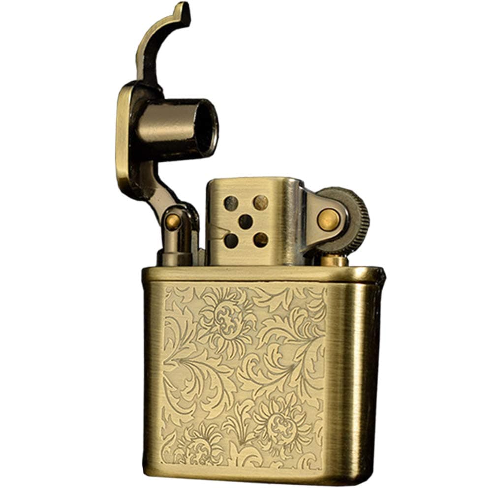 Xunxun Pure Copper Antique Style Lift Arm Oil Petrol Metal Cigarette Lighter (Bronze Arabesque)