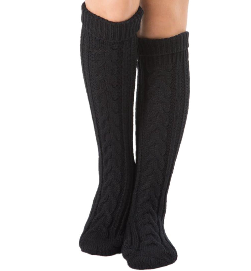 WENER Womens Knee High Leg Warmer Socks Knit Woolen Yarn Stocking