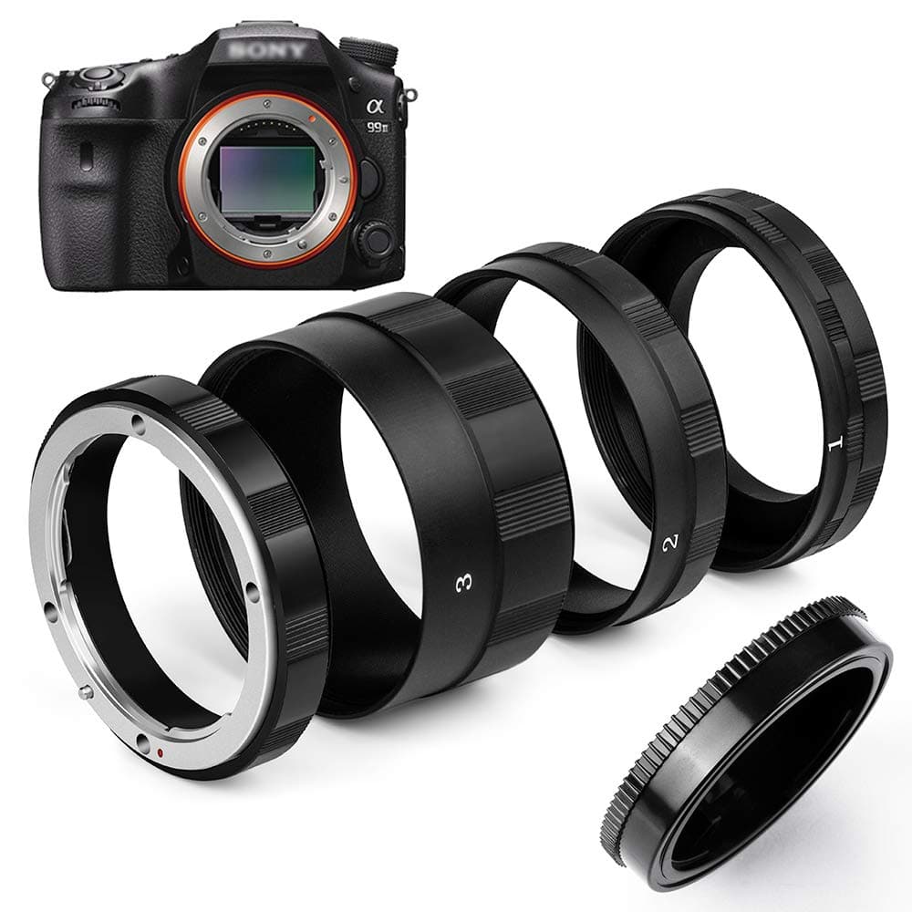 Macro Extension Tube Ring for Sony A99II A77II A7X A3500 A68 A57 A99 ILCE-3000 A55 A33 A58 A35 A37 A77 A65 Minolta α5000 α7000 AF Mount Single Electric Cameras with Rear Lens Cap