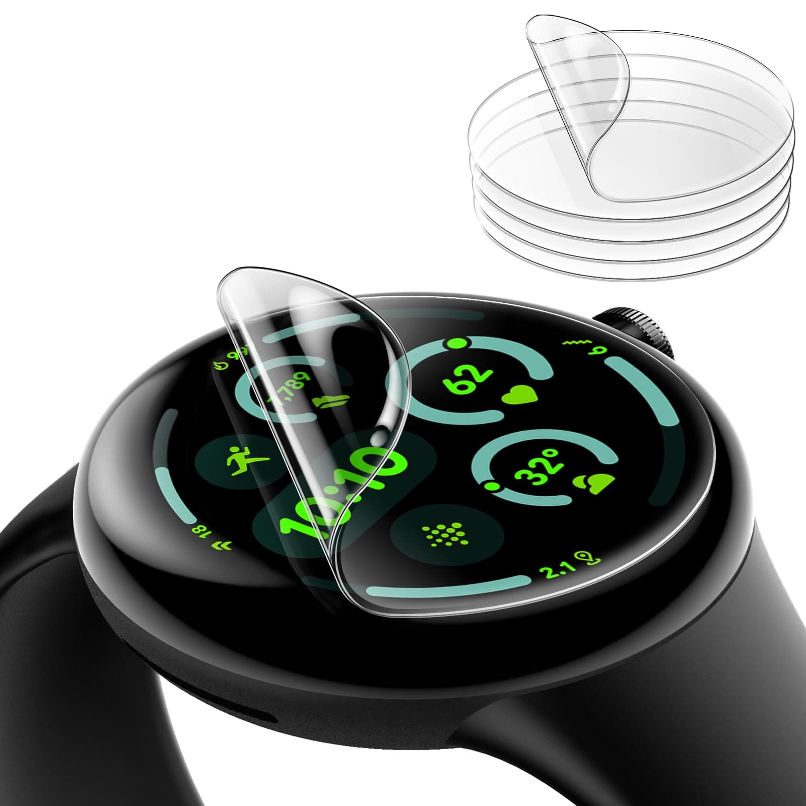 JETech Screen Protector for Google Pixel Watch 3 (2024) 45mm Anti-Scratch Self Healing Soft TPU Film HD Clear 6 Pack