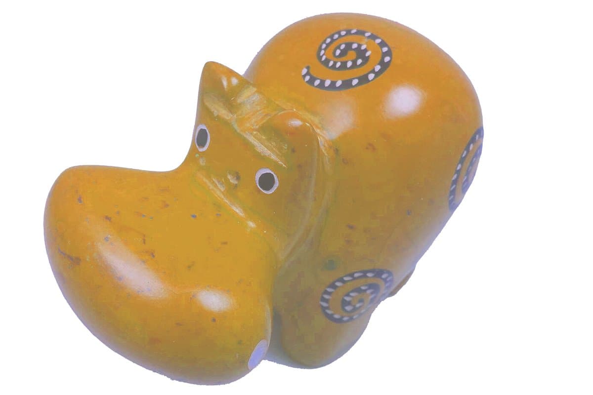 Maisha Fair Trade Hand Carved Decorative Soapstone Yellow Hippo
