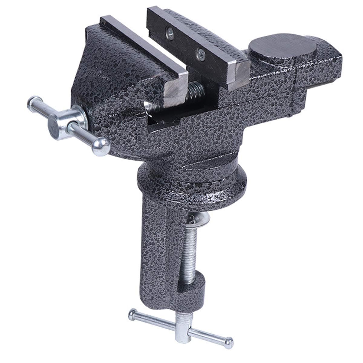 TechsonTable Clamp 3 Inch - Multi-Functional Rotating Bench Vise, Universal Clamp-On Tool for Woodworking, Metalworking, and DIY Projects, Durable Cast Iron Construction