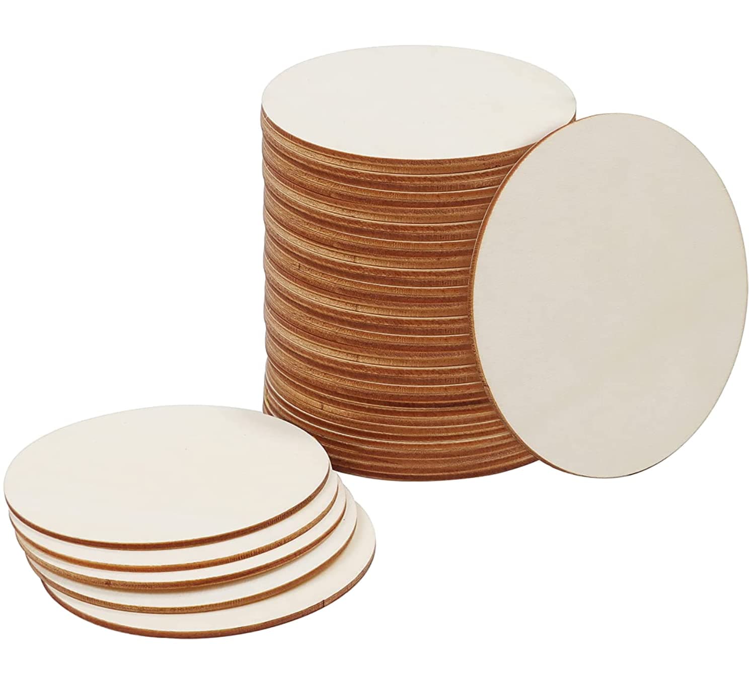 30 Pieces 4" Inch Unfinished Round Wood Discs for Crafts Wooden Cutout Tiles Wood Circles Round Slices Painting and Christmas Decorations,Home Decoration,DIY Craft Coasters for Painting Writing