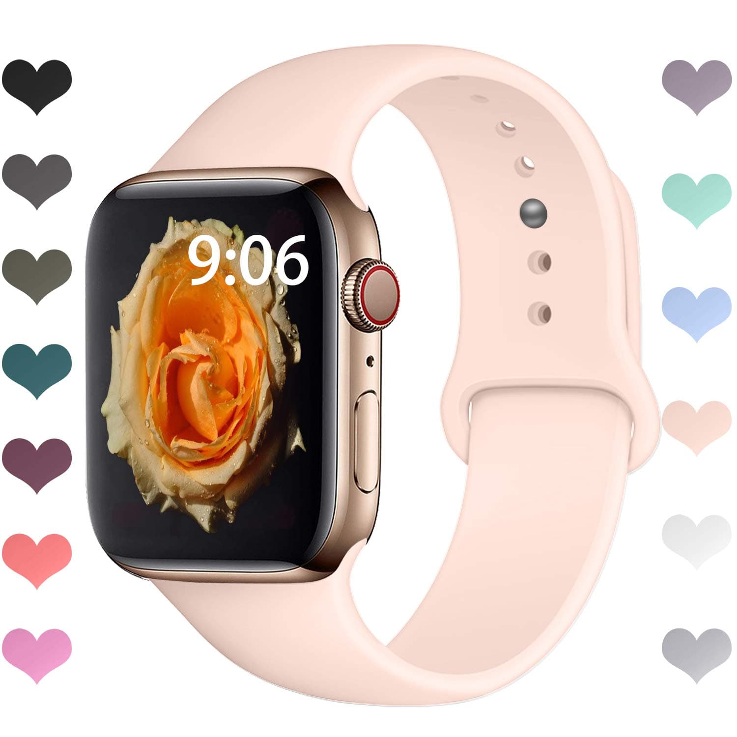 Compatible With Apple Watch Strap 38mm 40mm 42mm 44mm, Waterproof Soft Silicone Replacement for Apple Watch Series 1 2 3 4 5(2019)