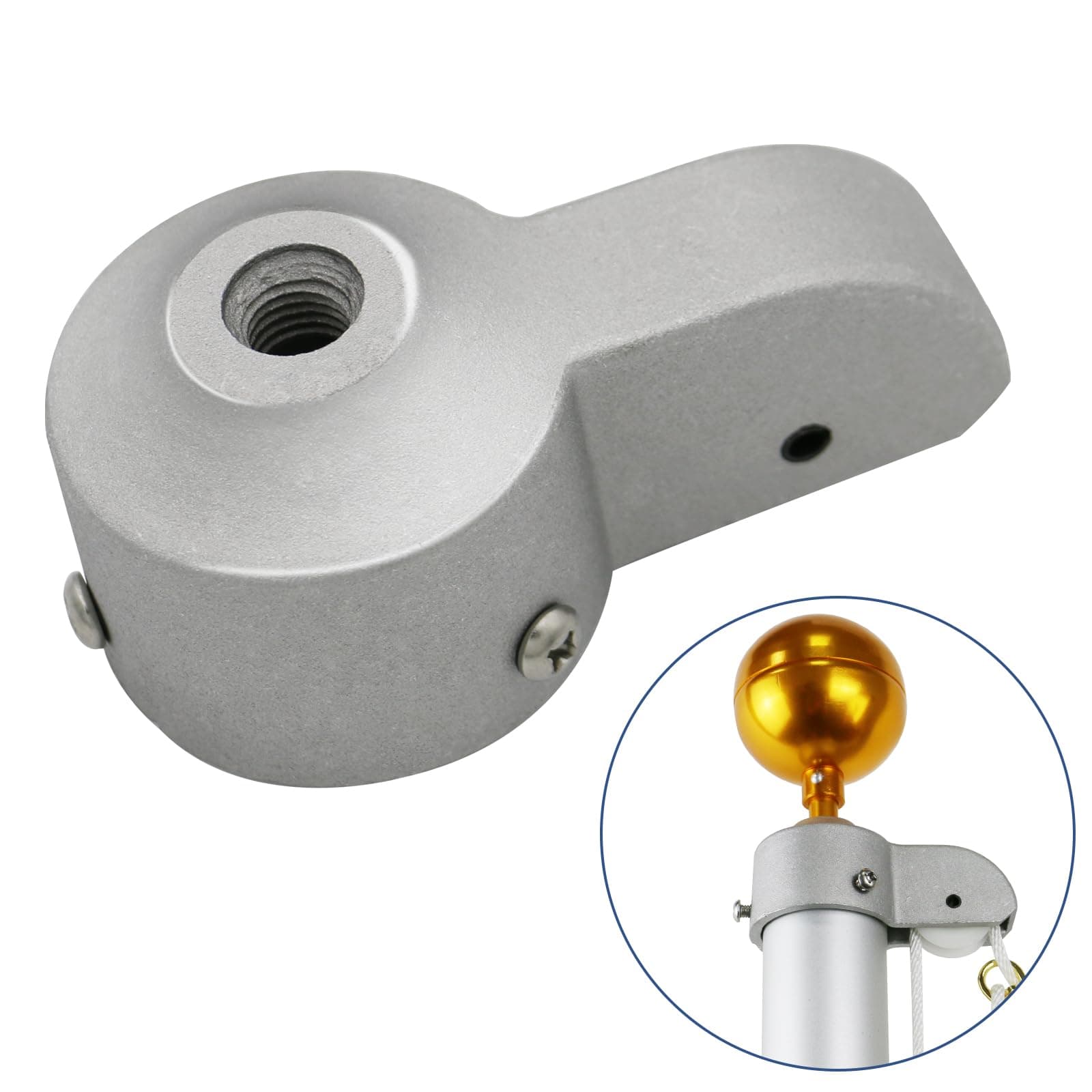 NQ Flag Pole Truck with Nylon Pulley for 1.6" to 2" Diameter USA Flag Poles,Heavy Duty Flag Pole Halyard Truck,Aluminum Alloy Flag Pole Truck (2", Sliver)