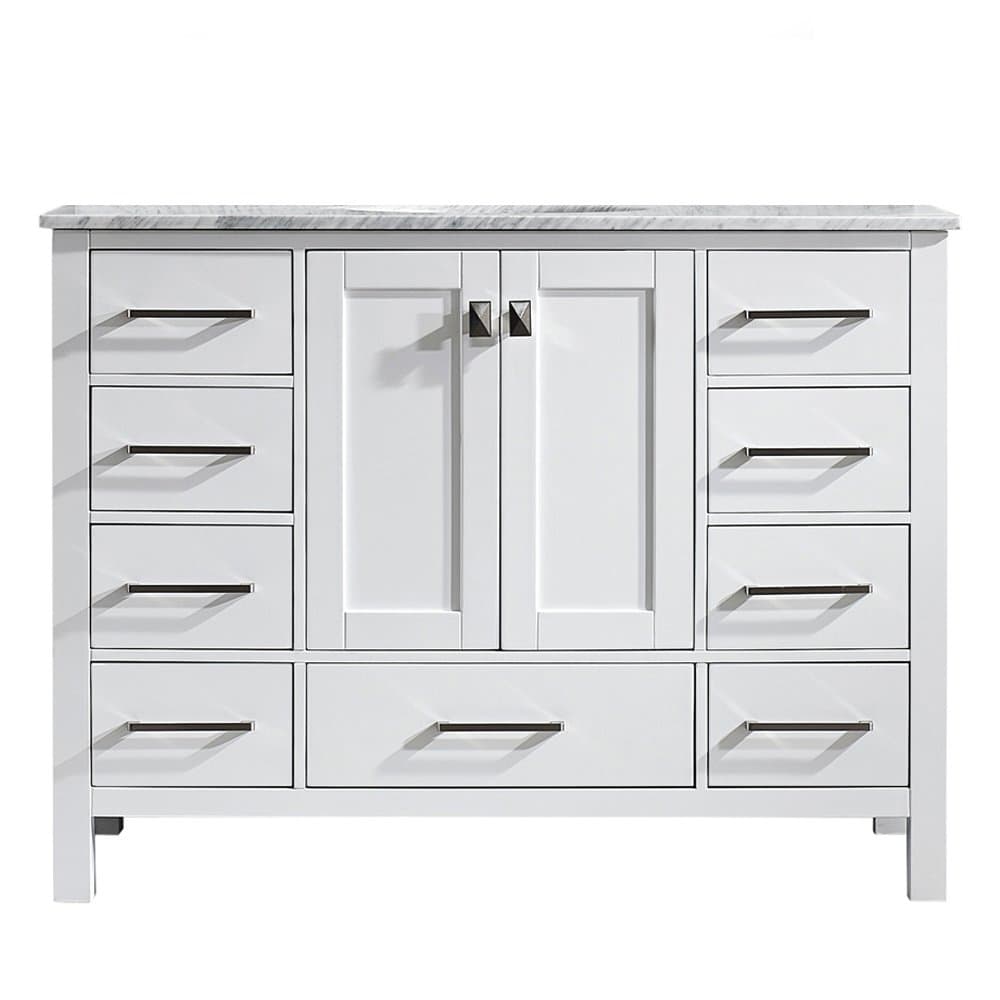 Vinnova 723048-WH-CA-NM Gela 48" Single Vanity Carrera White Marble Top Without Mirror