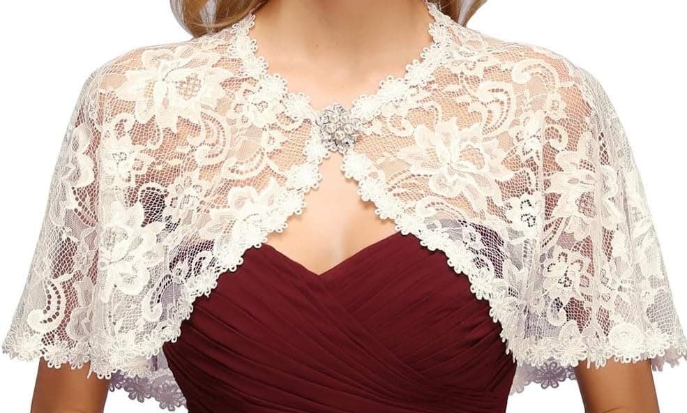 Women's Lace Wedding Bridal Bolero Jackets Shawl Formal Party Prom Evening Cape for Bride Bridesmaid Wrap Shrugs
