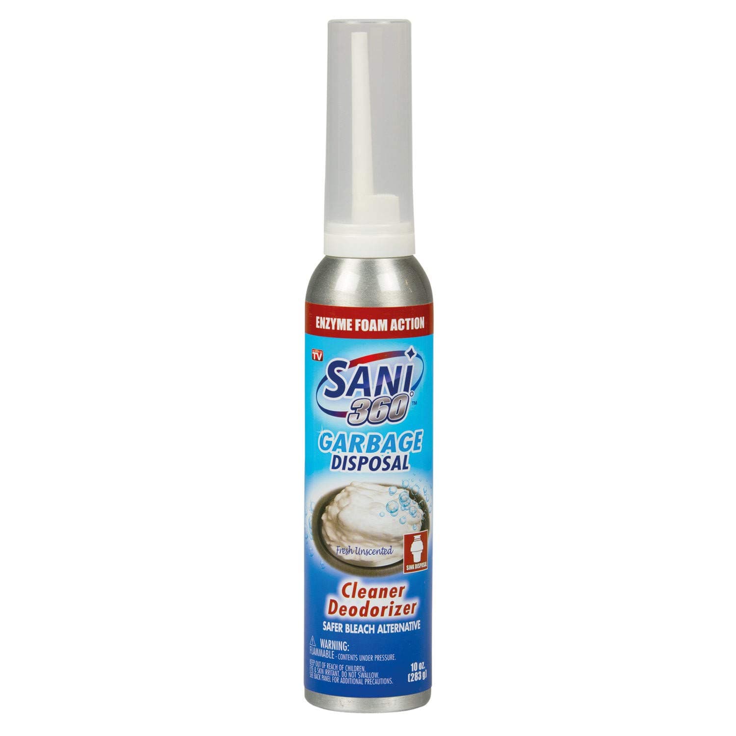 Sani 360 Garbage Disposal Cleaner / Deodorizer Unscented Cleaning Foam Spray Can - 10 Ounce