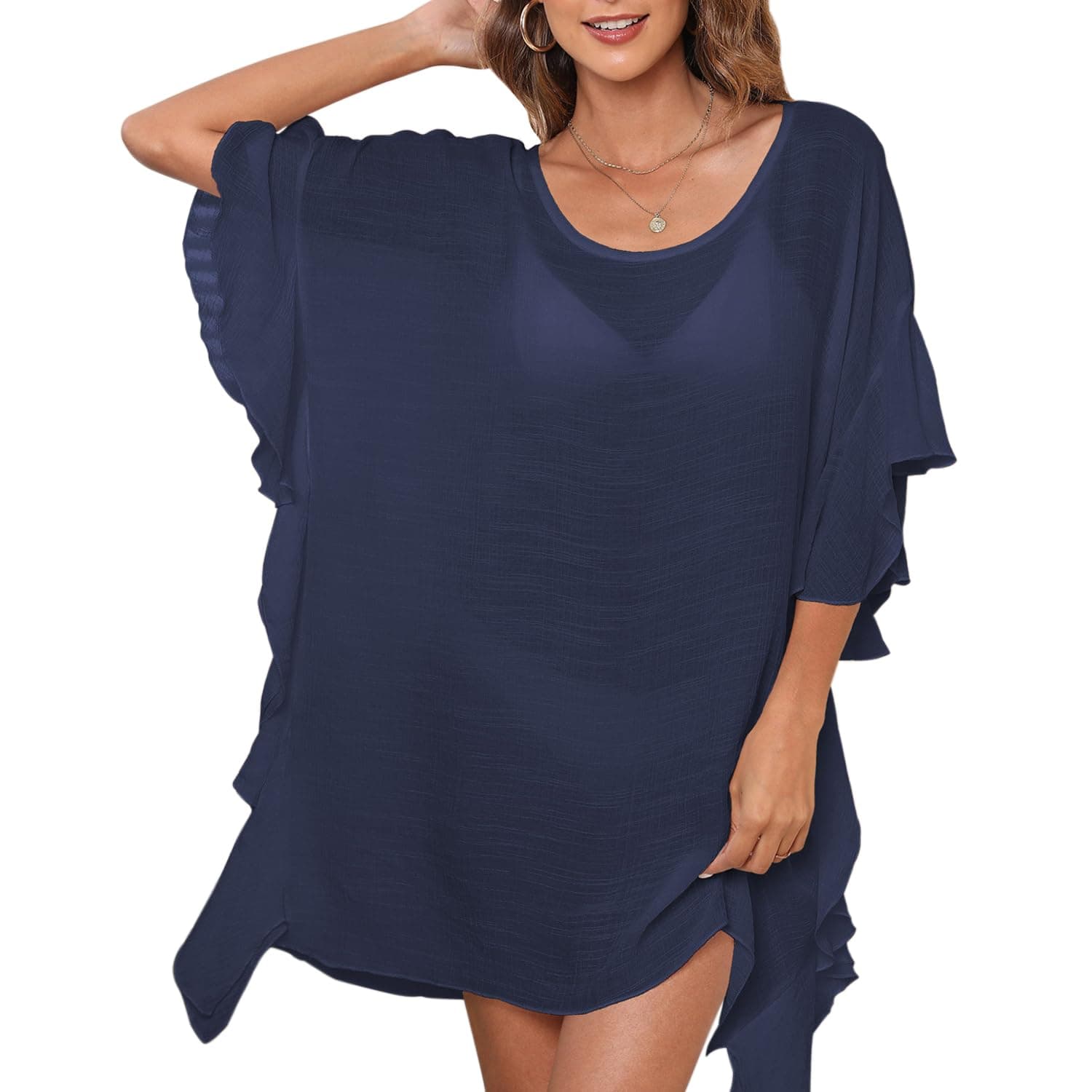 HOOTOSwimsuit Cover Ups for Women Polyester Swimwear Beach Bathing Suit Bikini Coverups Summer Beach Cover Up Dress One Size