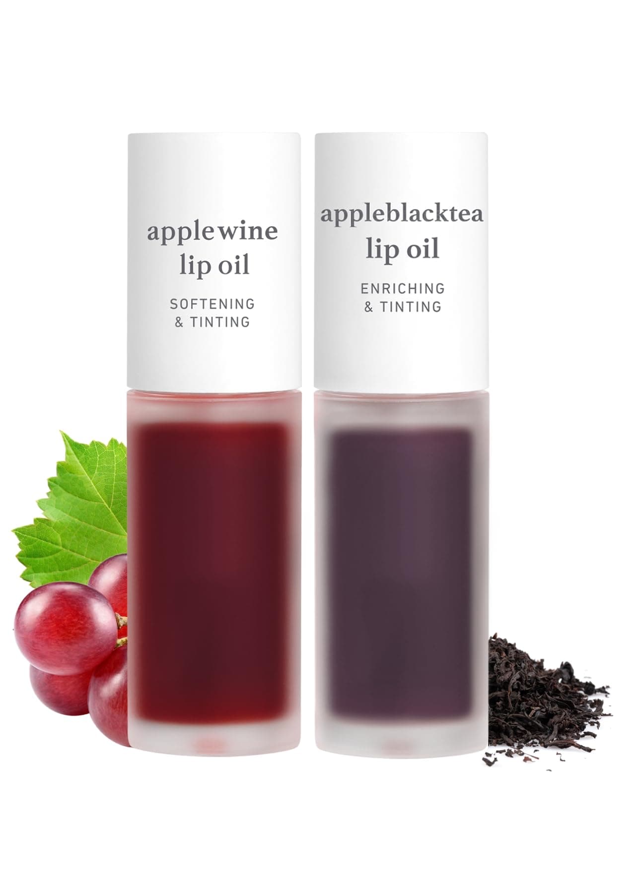 Korean Vegan Lip Oil - Applewine, 0.12 Fl. Oz. + Korean Lip Oil - Appleblacktea, 0.12 Fl. Oz. Bundle