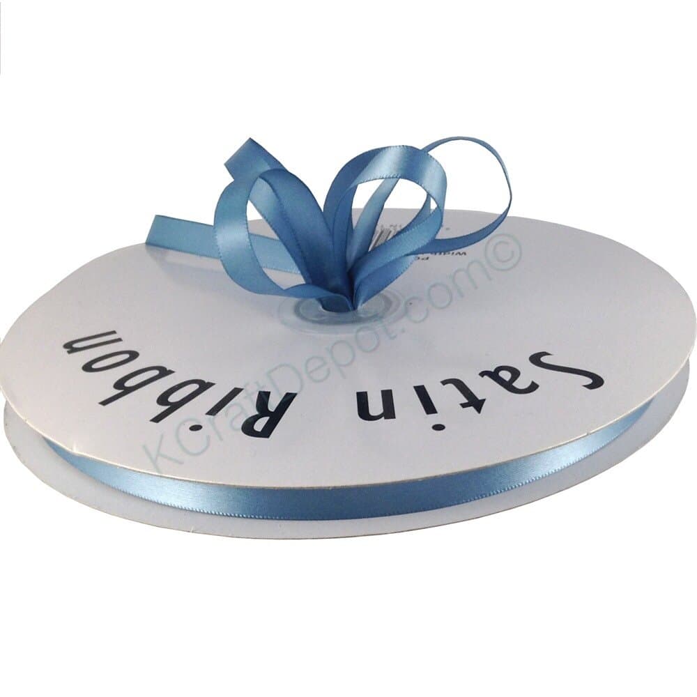1/4"(6mm) Satin Ribbon Single Faced 100 Yards - Antique Blue