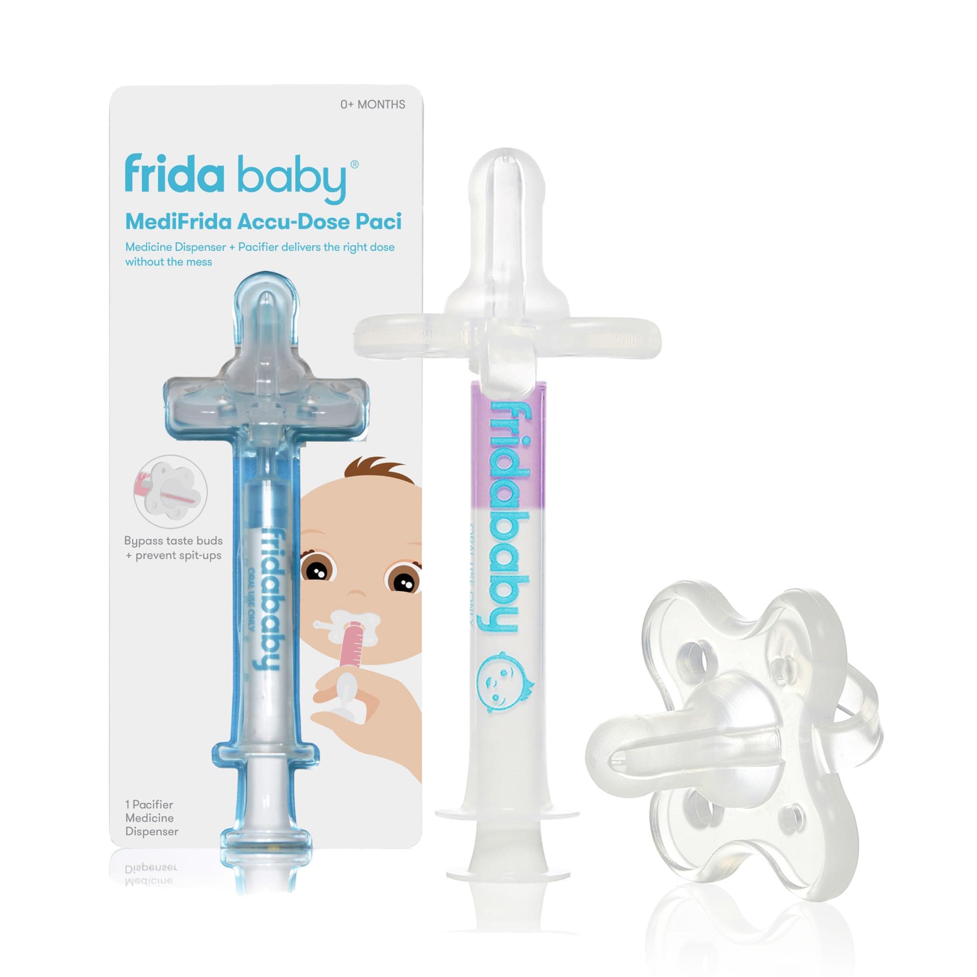 Frida Baby Medicine Pacifier, Medi Frida Baby Medicine Syringe & Accu-Dose Pacifier, Baby Medicine Dispenser for Mess & Fuss Free Use