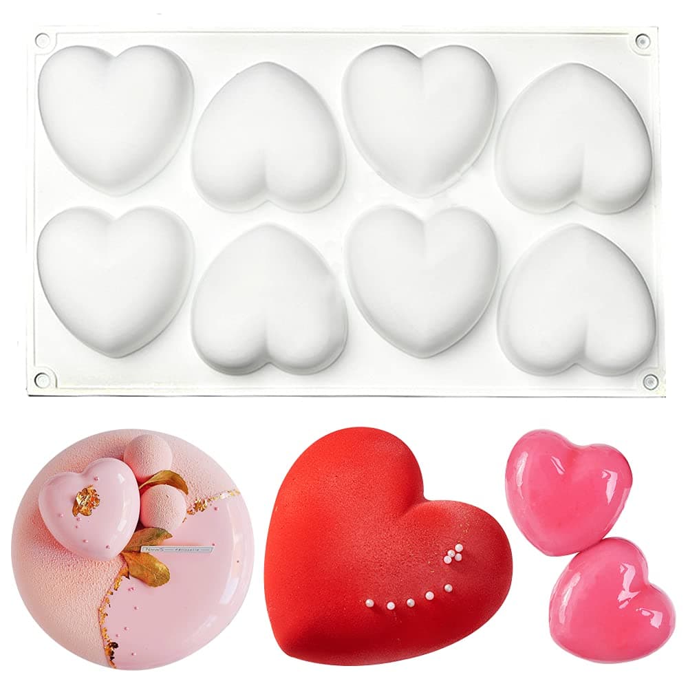 Dualshine3D Love Heart Shaped Silicone Molds Tray Oven Safe Dessert Baking Pan for Mousse Cake Baking, Chocolate, Mini Bundt Cake, Dessert, Pastry, Brownie