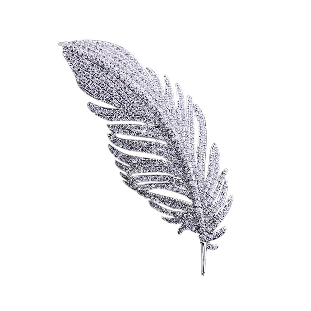 Feather Brooch Pins for Womens Safety Pin Accessories White Gold with Scarf Hat Clothes