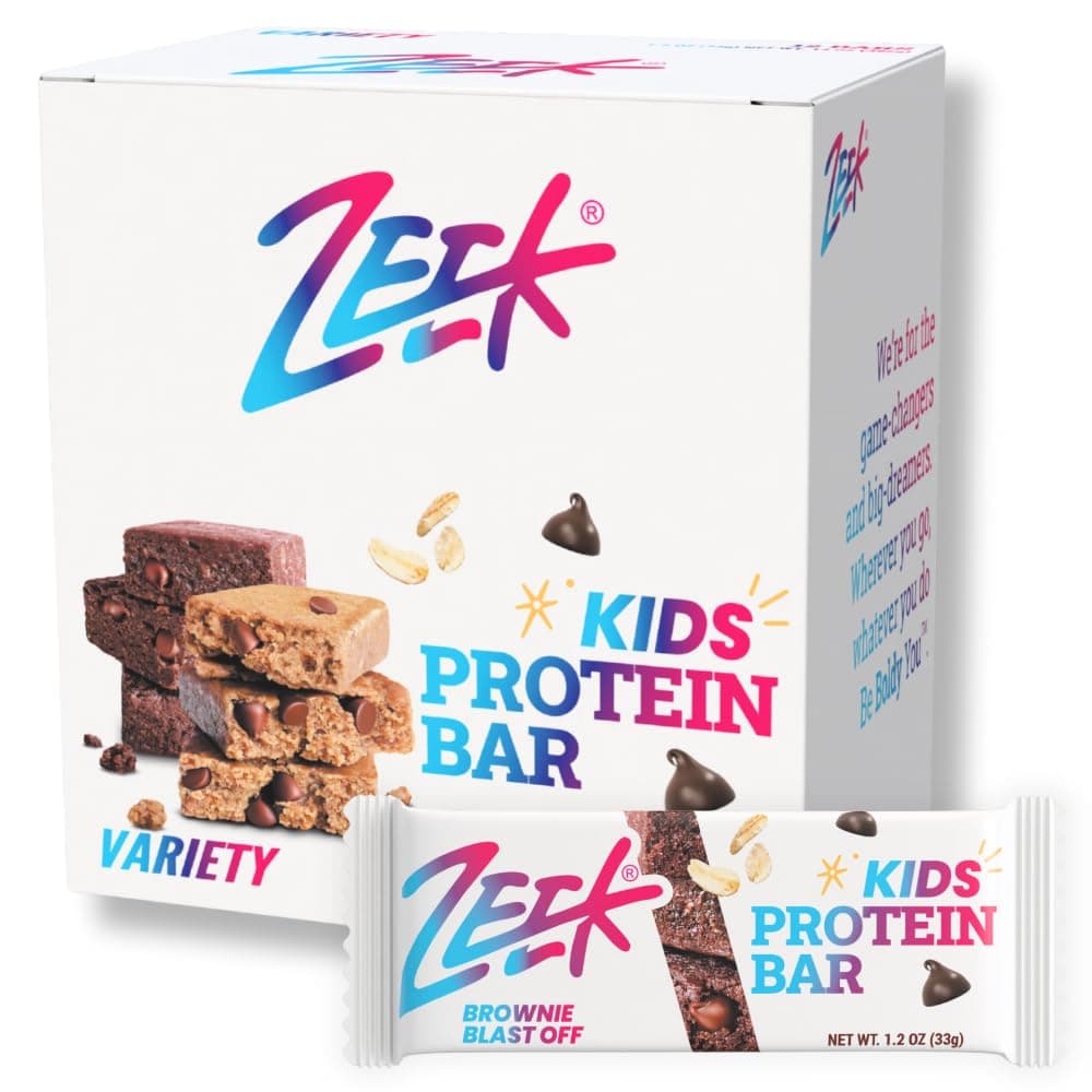 ZEEK BAR - Kids Protein Bars - 6g Protein - All Natural, Non-GMO, Gluten Free - Variety, 12 Count - New & Improved Formula!