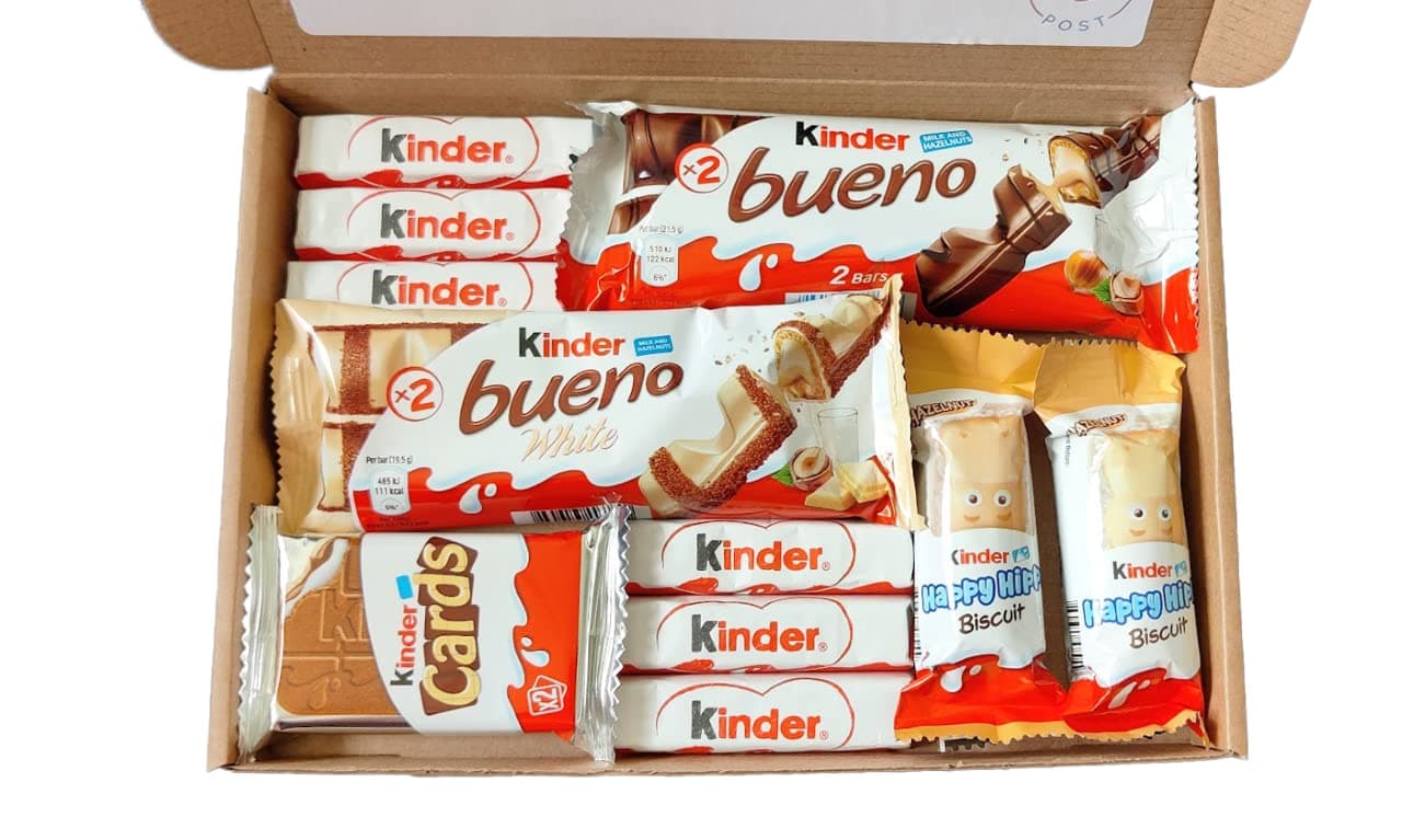 Kinder Chocolate Gift Box, Kinder Selection Box, Kids Chocolate Gift, Birthday Chocolate Hamper, Happy Hippos, Cards, Bueno Letterbox Gift, Chocolate Lover Selection Box